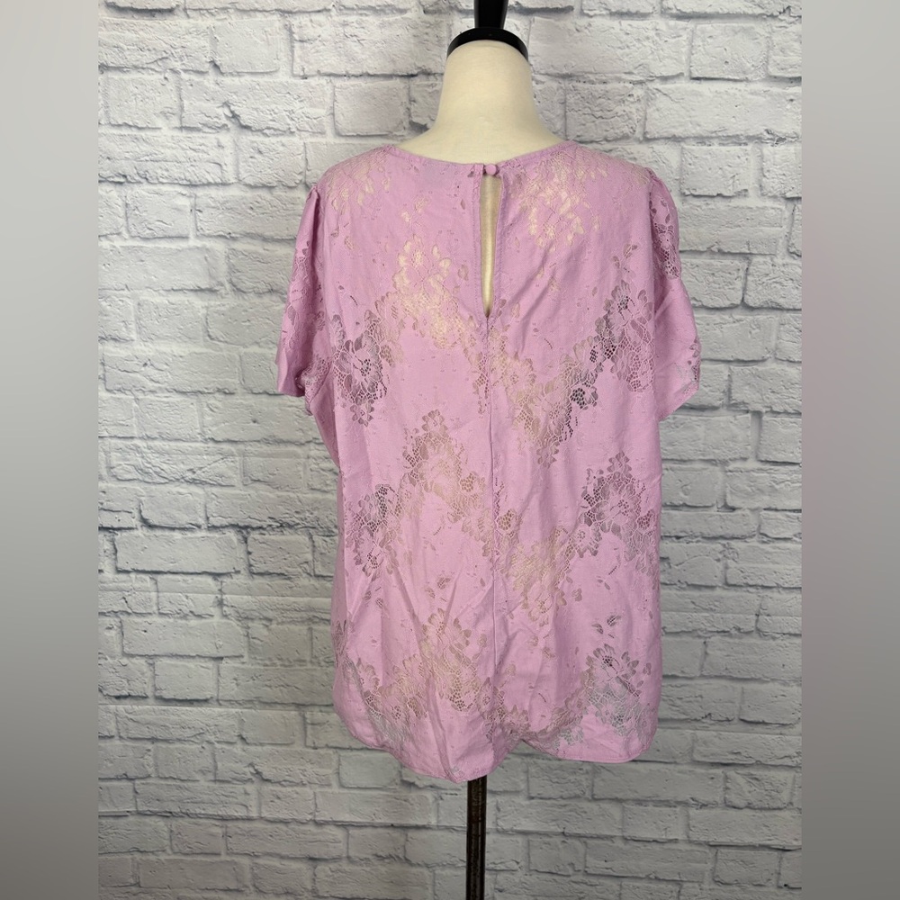 Torrid Abbey Lace Short Sleeve Blouse Purple 2X - Picture 5 of 6